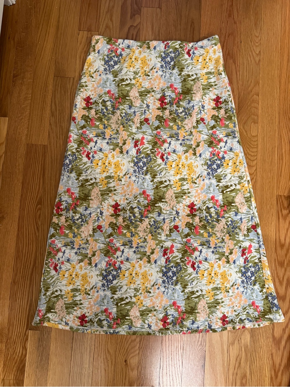 Rachel Zoe Floral A-Line Midi Skirt in Yellow, Green, Blue and Pink